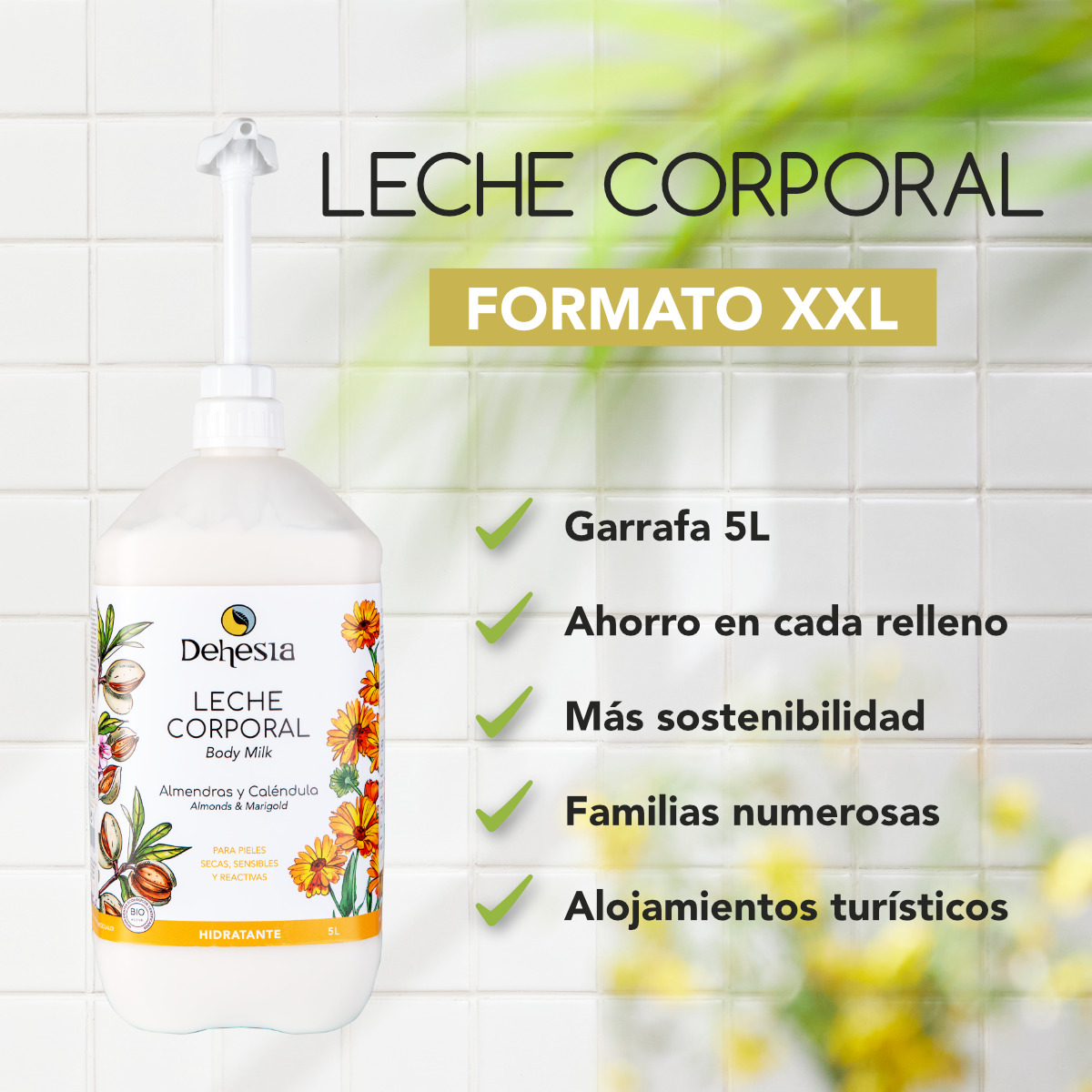 XXL Leche Corporal Hidratante BIO 5L – Piel seca, sensible, picores - Imagen 2