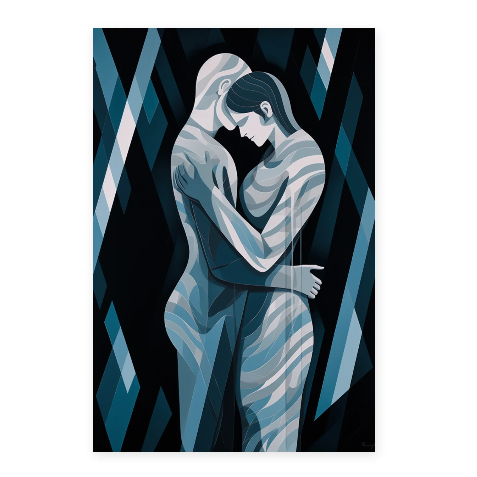 Póster Geométrico de Pareja Abrazándose - Imagen 4