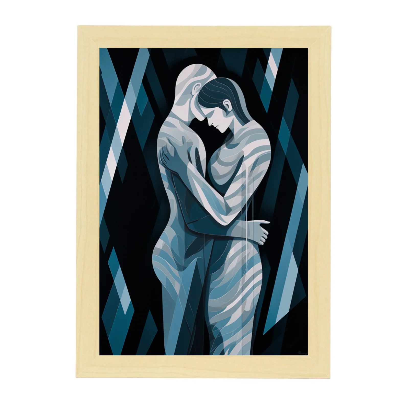 Póster Geométrico de Pareja Abrazándose - Imagen 3