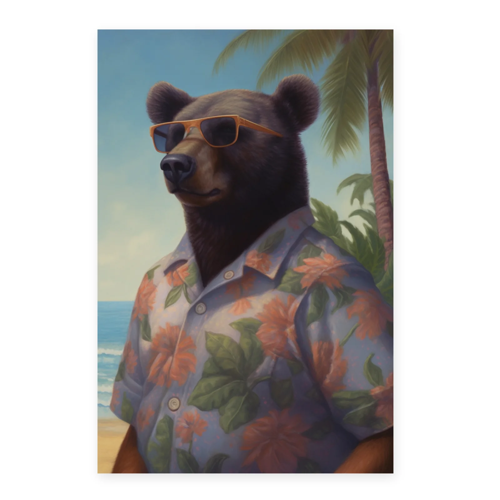Póster de Oso en la Playa con Palmera - Imagen 4